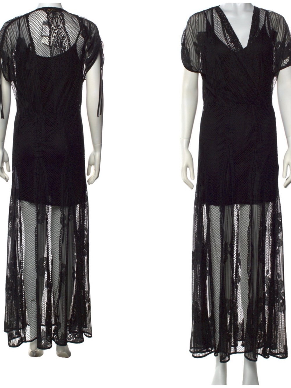 Maje Black Sheer Lace Maxi Dress